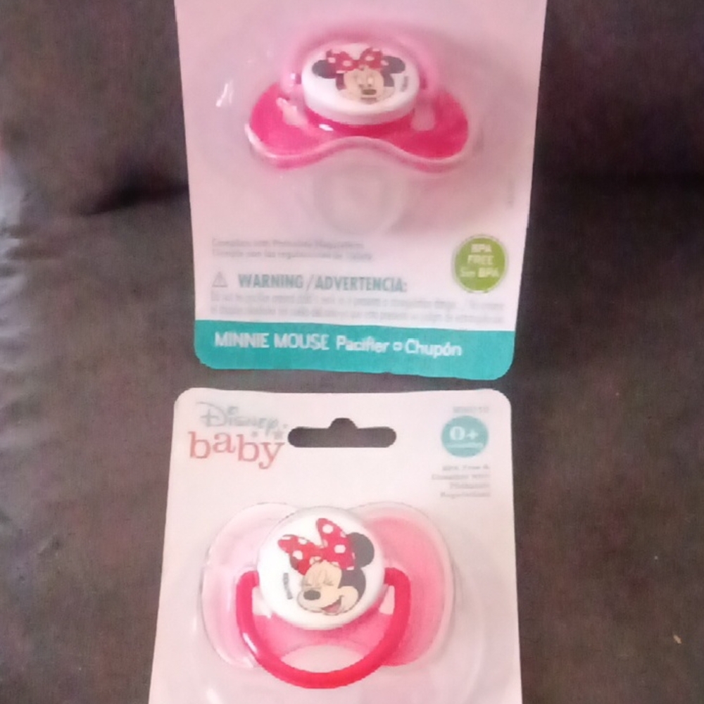 2 Disney Minnie Mouse Pink Baby Pacifiers